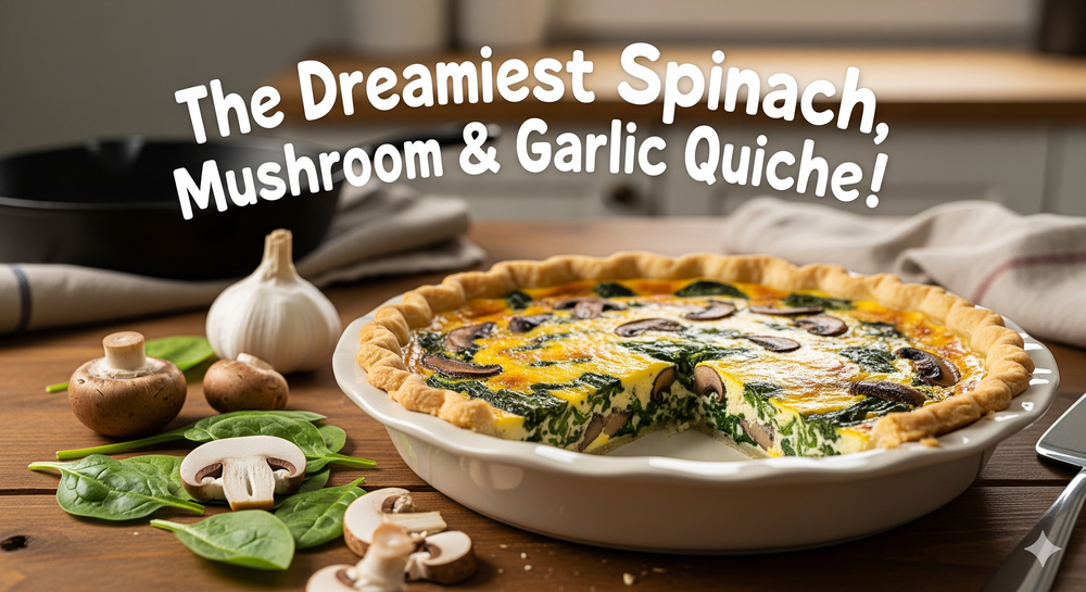The Dreamiest Spinach, Garlic Mushroom Quiche!