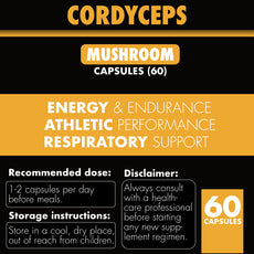 Cordyceps Mushroom Capsules (60) | Energy | Endurance | 500mg