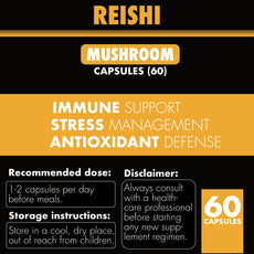 Reishi Mushroom Capsules (60) | Stress Management | Immune Support | 500mg